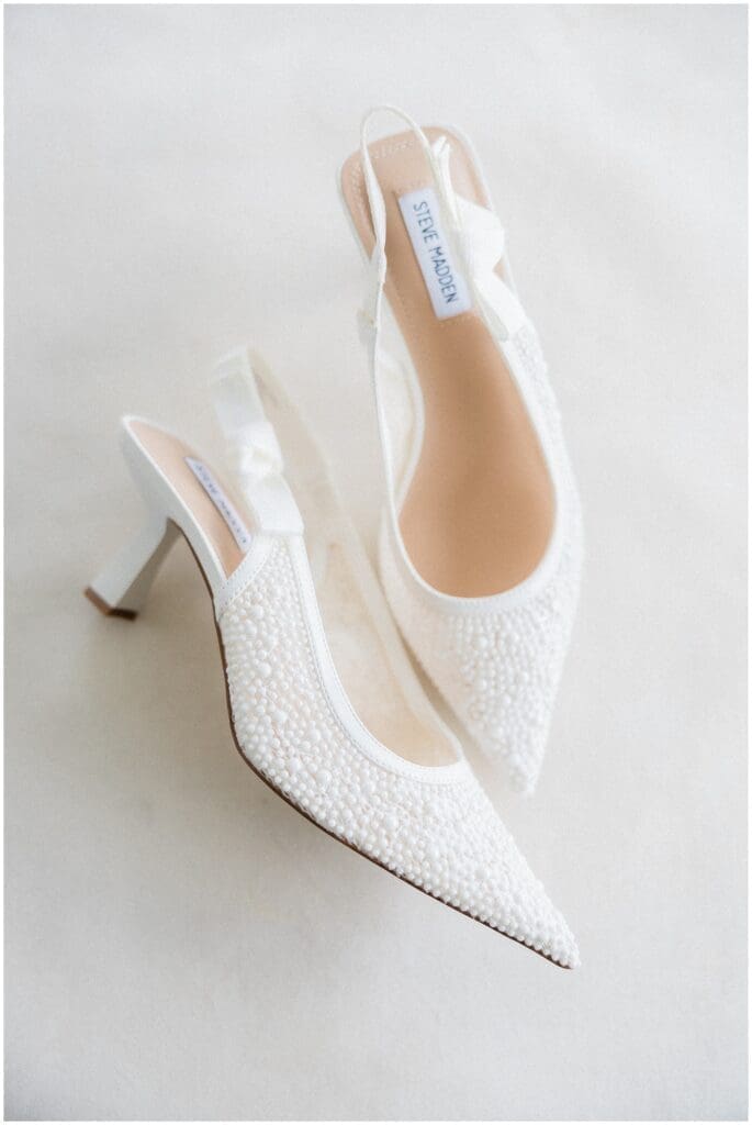 Pearl beaded bridal shoes by Steve Madden
